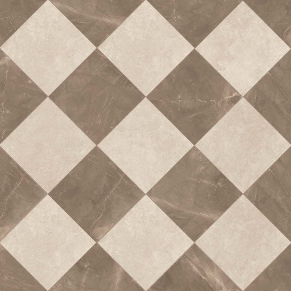 Windsor 12"x12" Checkerboard Bronze & Crema Marfil Porcelain Matte Tile