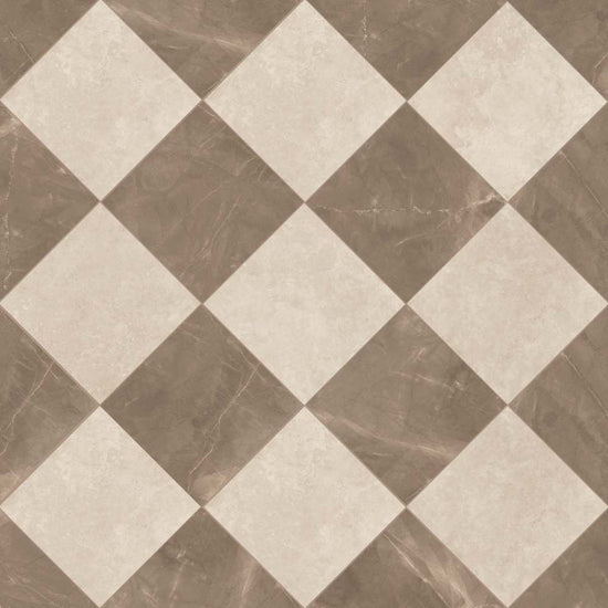 Windsor 12"x12" Checkerboard Bronze & Crema Marfil Porcelain Matte Tile