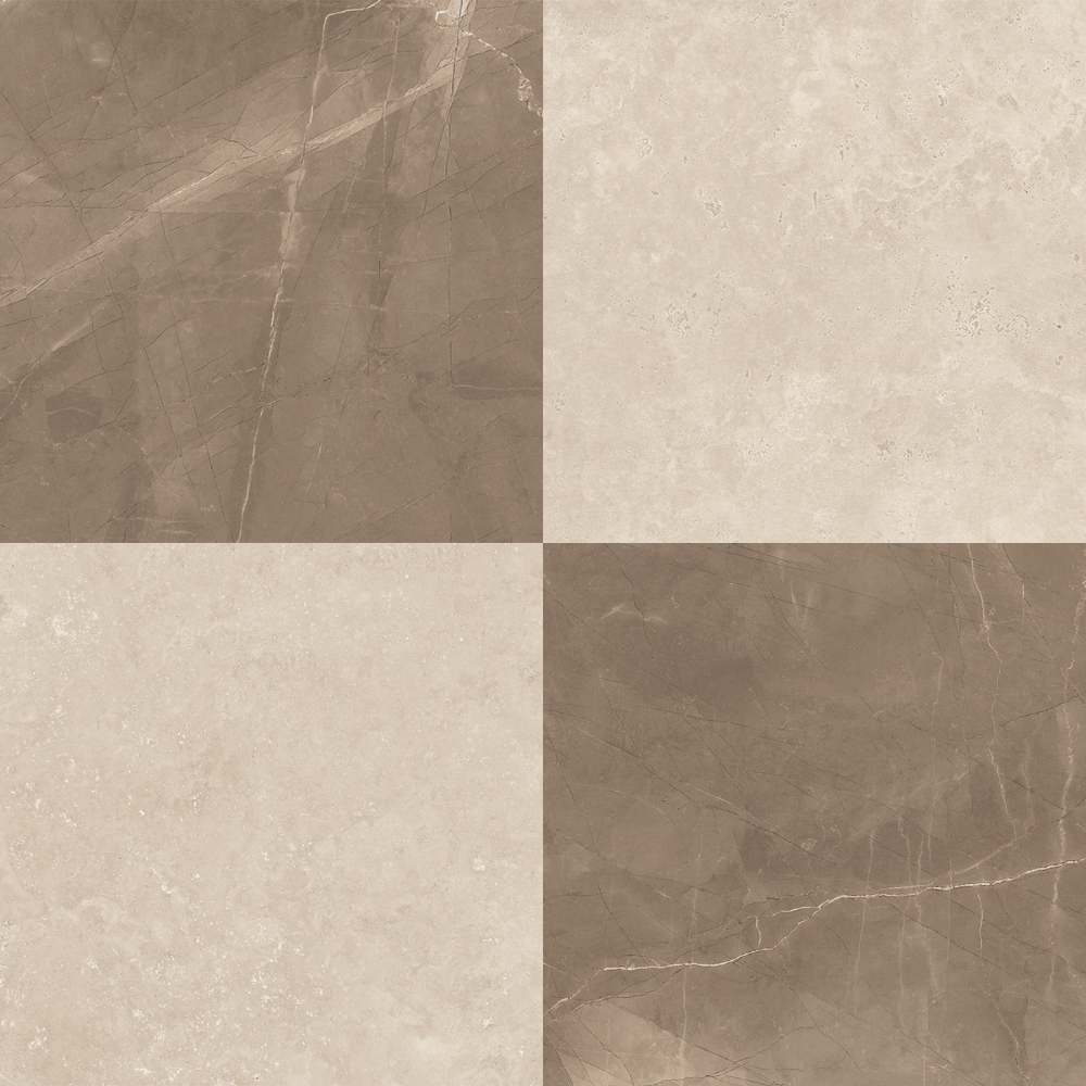 Windsor 12"x12" Checkerboard Bronze & Crema Marfil Porcelain Matte Tile