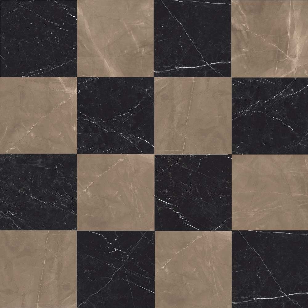 Windsor 12"x12" Checkerboard Bronze & Nero Marquina Porcelain Matte Tile