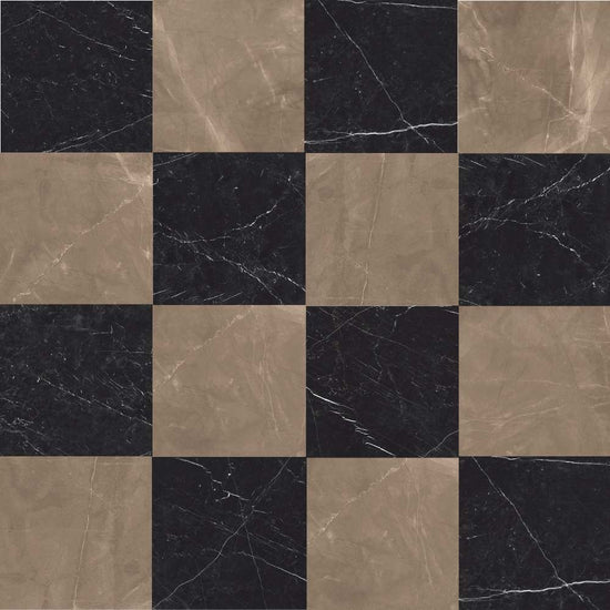 Windsor 12"x12" Checkerboard Bronze & Nero Marquina Porcelain Matte Tile