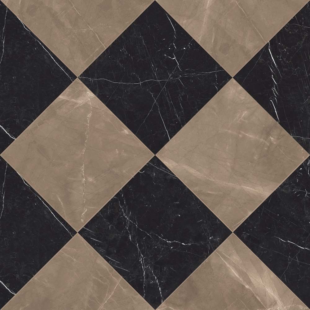 Windsor 12"x12" Checkerboard Bronze & Nero Marquina Porcelain Matte Tile