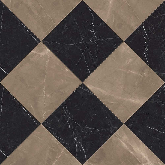Windsor 12"x12" Checkerboard Bronze & Nero Marquina Porcelain Matte Tile