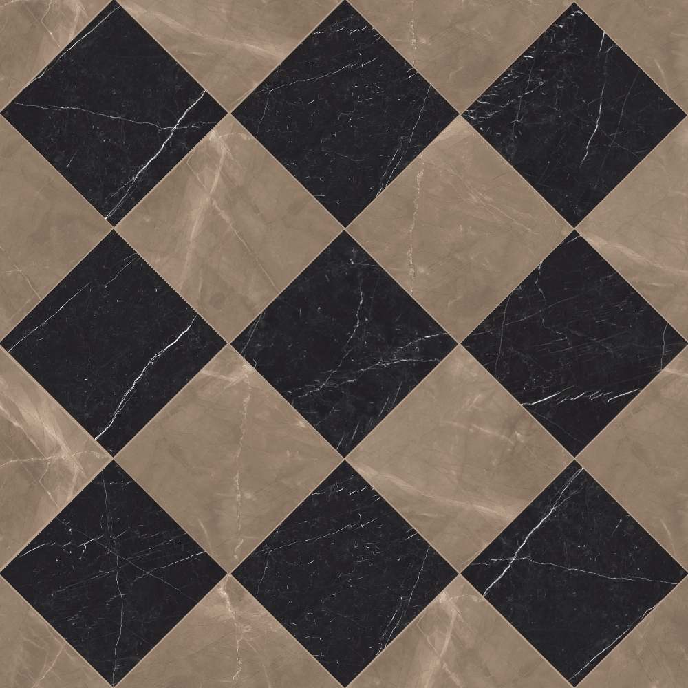 Windsor 12"x12" Checkerboard Bronze & Nero Marquina Porcelain Matte Tile