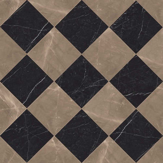 Windsor 12"x12" Checkerboard Bronze & Nero Marquina Porcelain Matte Tile
