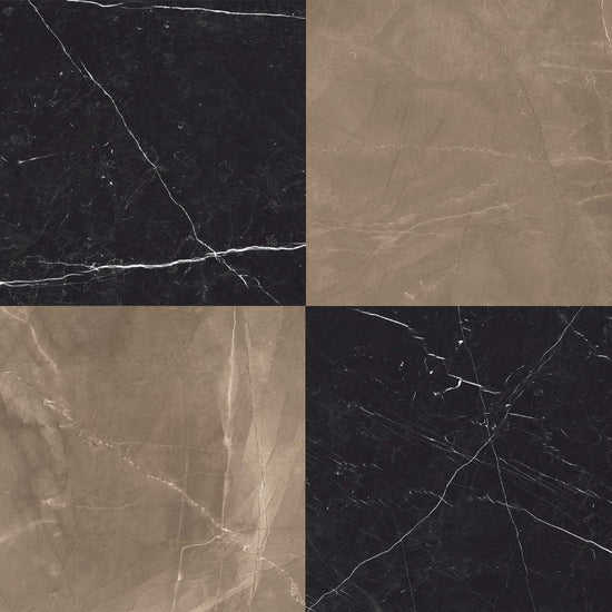 Windsor 12"x12" Checkerboard Bronze & Nero Marquina Porcelain Matte Tile