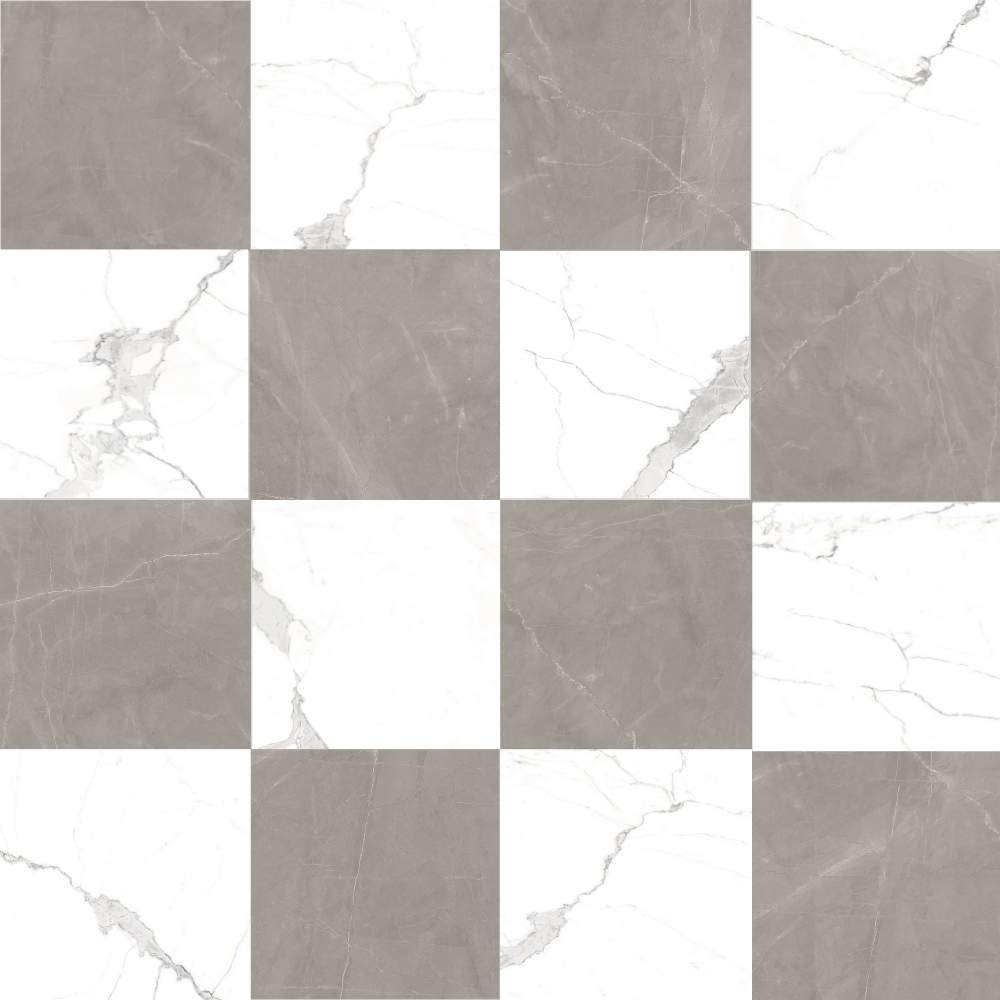 Windsor 12"x12" Checkerboard Calacatta & Gris Porcelain Matte Tile