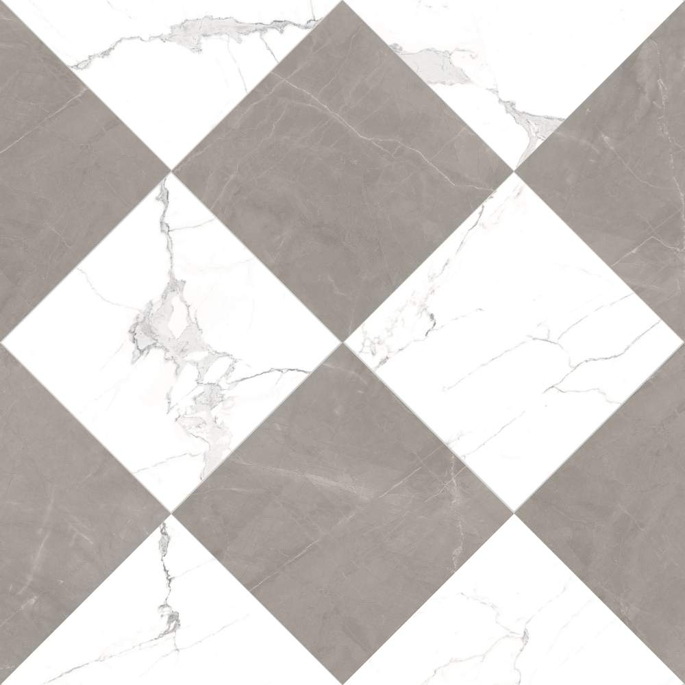 Windsor 12"x12" Checkerboard Calacatta & Gris Porcelain Matte Tile