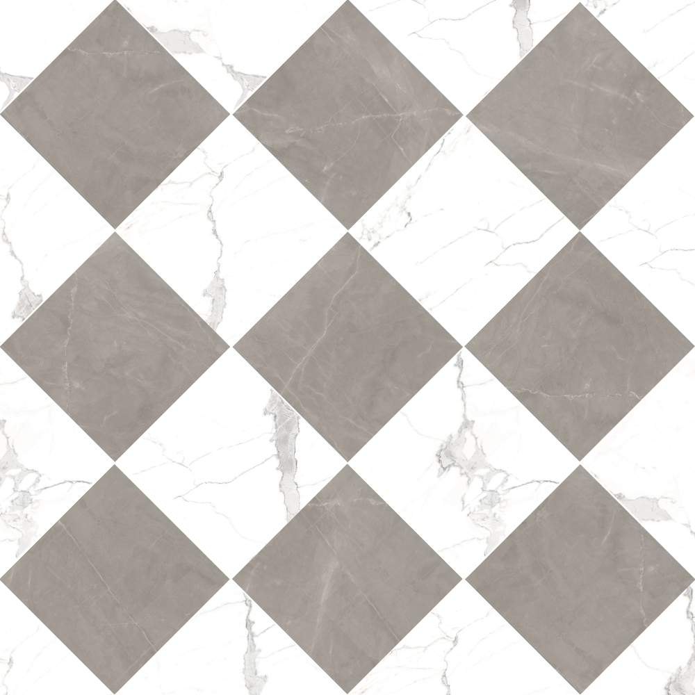 Windsor 12"x12" Checkerboard Calacatta & Gris Porcelain Matte Tile