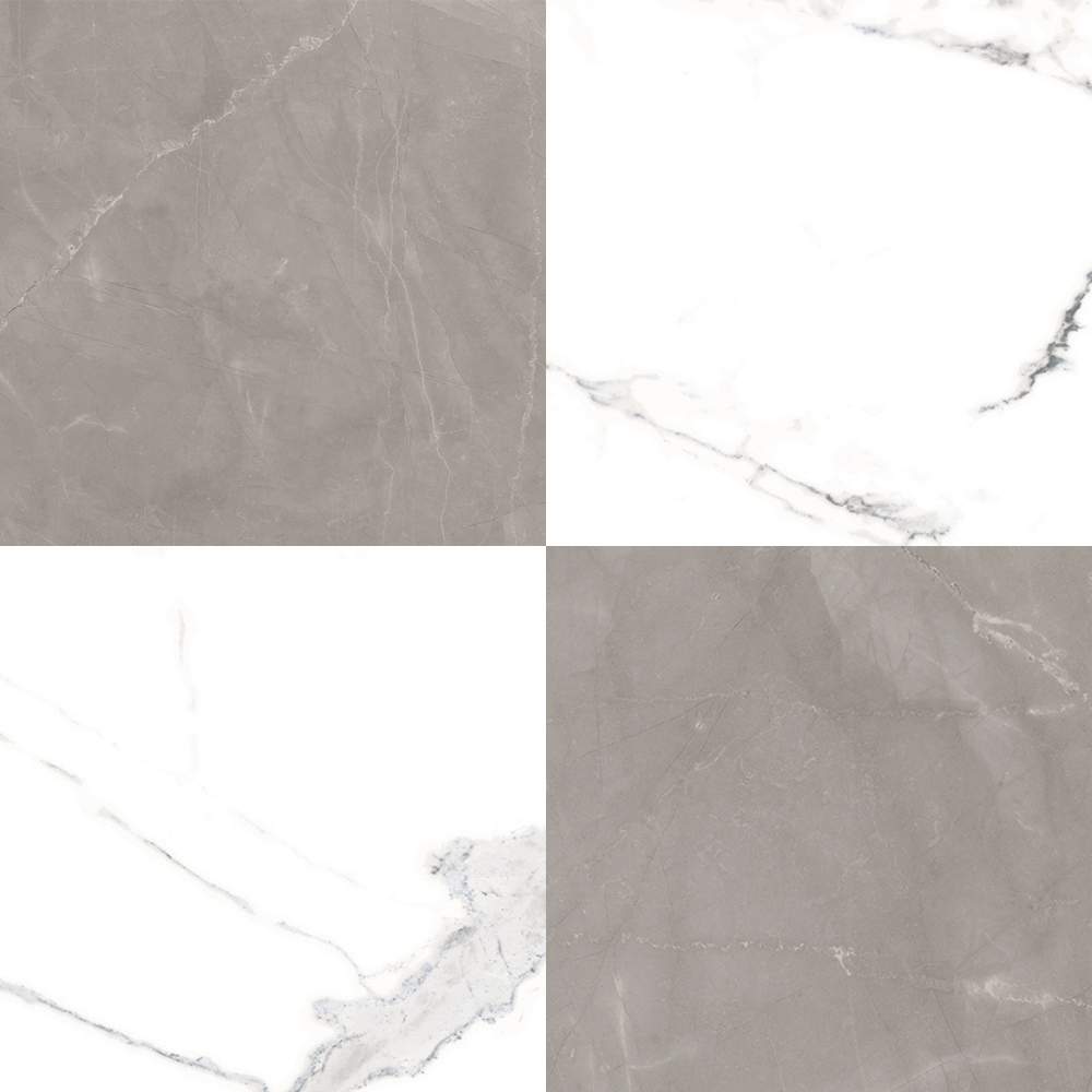 Windsor 12"x12" Checkerboard Calacatta & Gris Porcelain Matte Tile