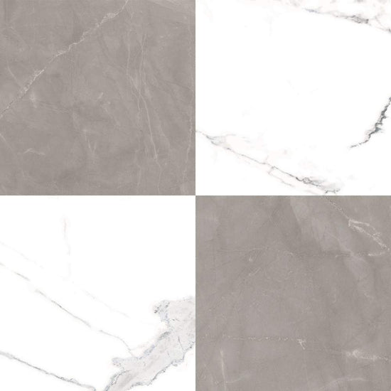 Windsor 12"x12" Checkerboard Calacatta & Gris Porcelain Matte Tile