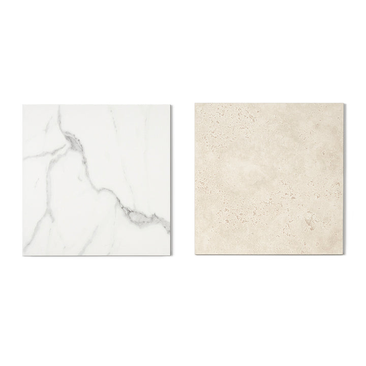 Windsor 12"x12" Checkerboard Calacatta & Crema Marfil Porcelain Matte Tile