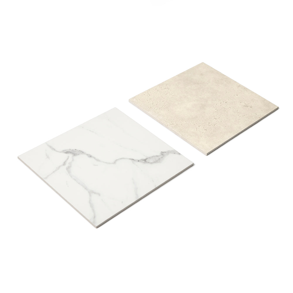 Windsor 12"x12" Checkerboard Calacatta & Crema Marfil Porcelain Matte Tile