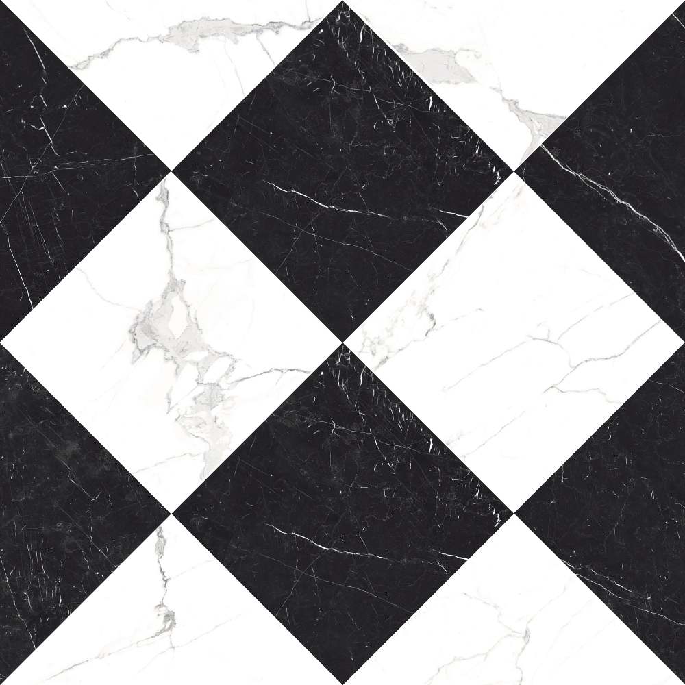 Windsor 12"x12" Checkerboard Calacatta & Nero Marquina Porcelain Matte Tile