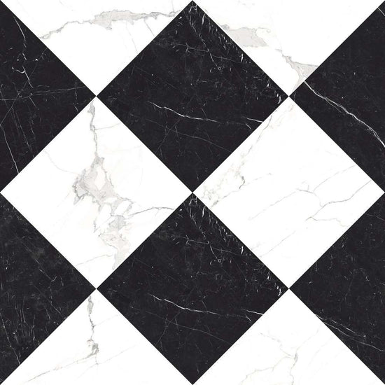 Windsor 12"x12" Checkerboard Calacatta & Nero Marquina Porcelain Matte Tile