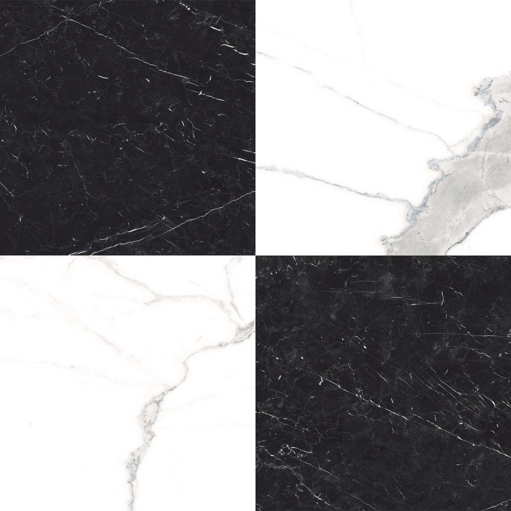 Windsor 12"x12" Checkerboard Calacatta & Nero Marquina Porcelain Matte Tile