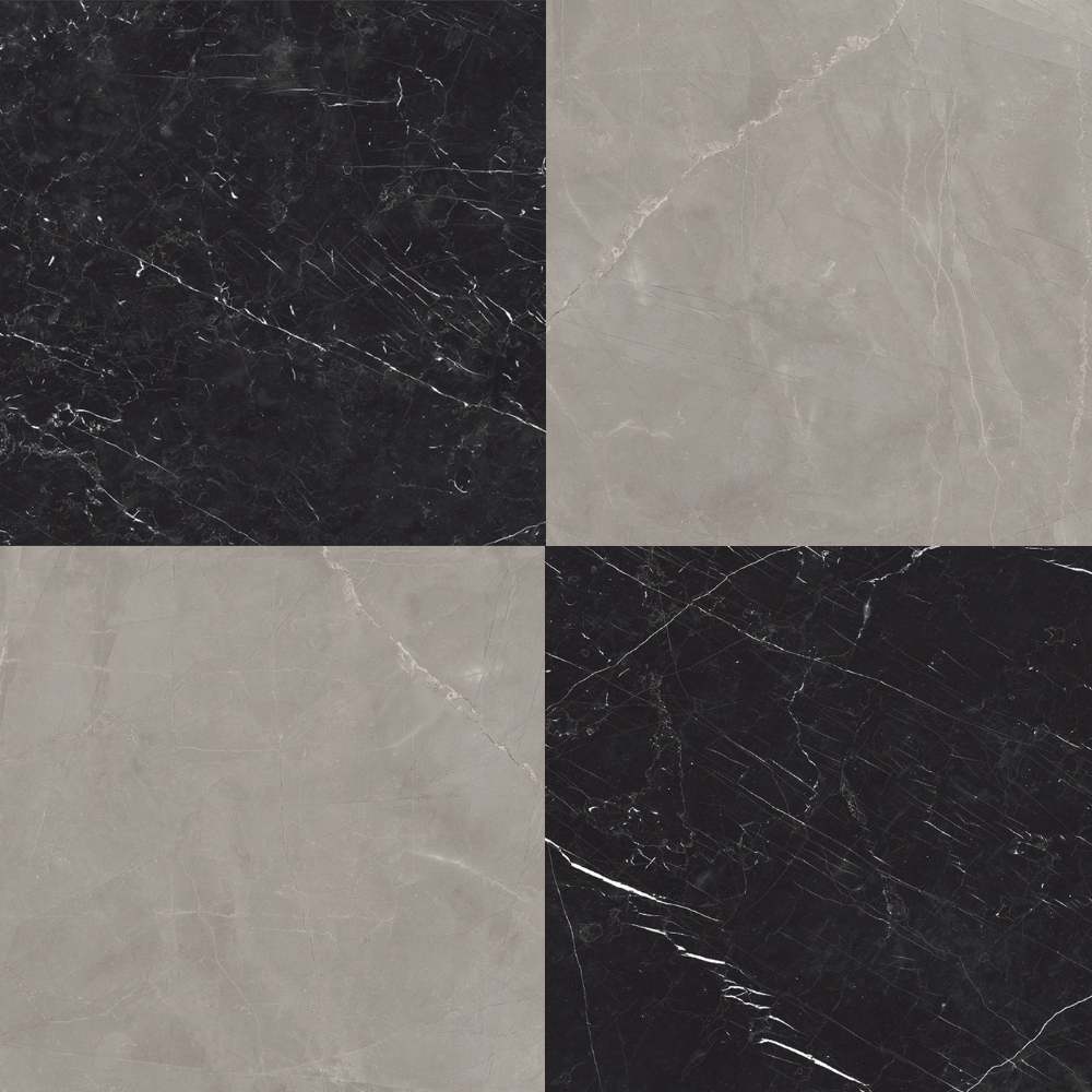 Windsor 12"x12" Checkerboard Gris & Nero Marquina Porcelain Matte Tile