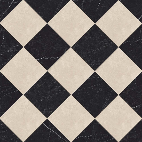 Windsor 12"x12" Checkerboard Crema Marfil & Nero Marquina Porcelain Matte Tile