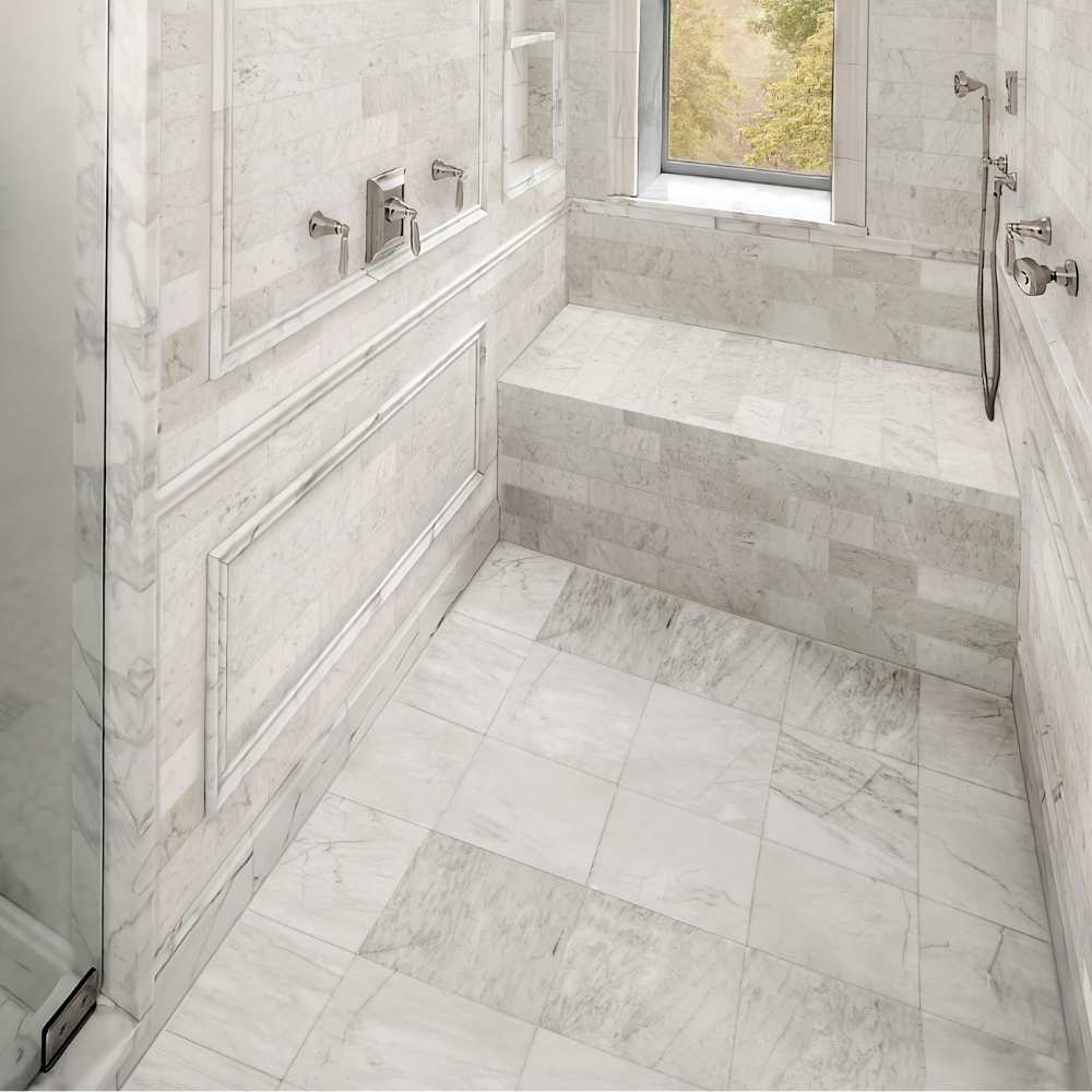 Borghese Carrara 12"x12" Bianco Marble Polished Tile