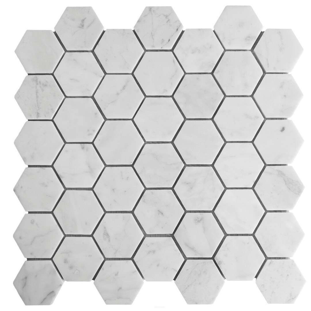 Borghese Carrara 2"x2" Bianco Marble Polished Mosaic
