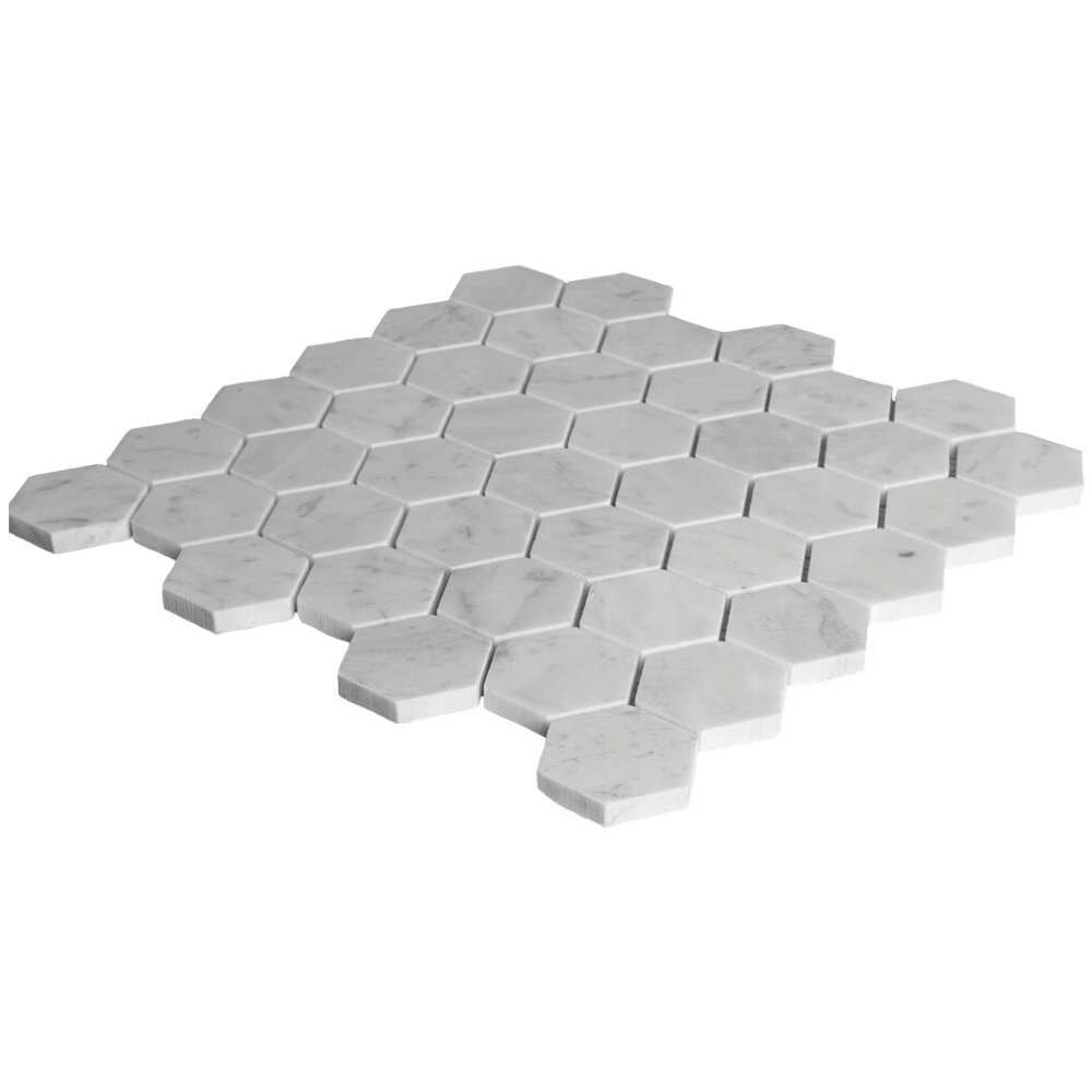 Borghese Carrara 2"x2" Bianco Marble Polished Mosaic