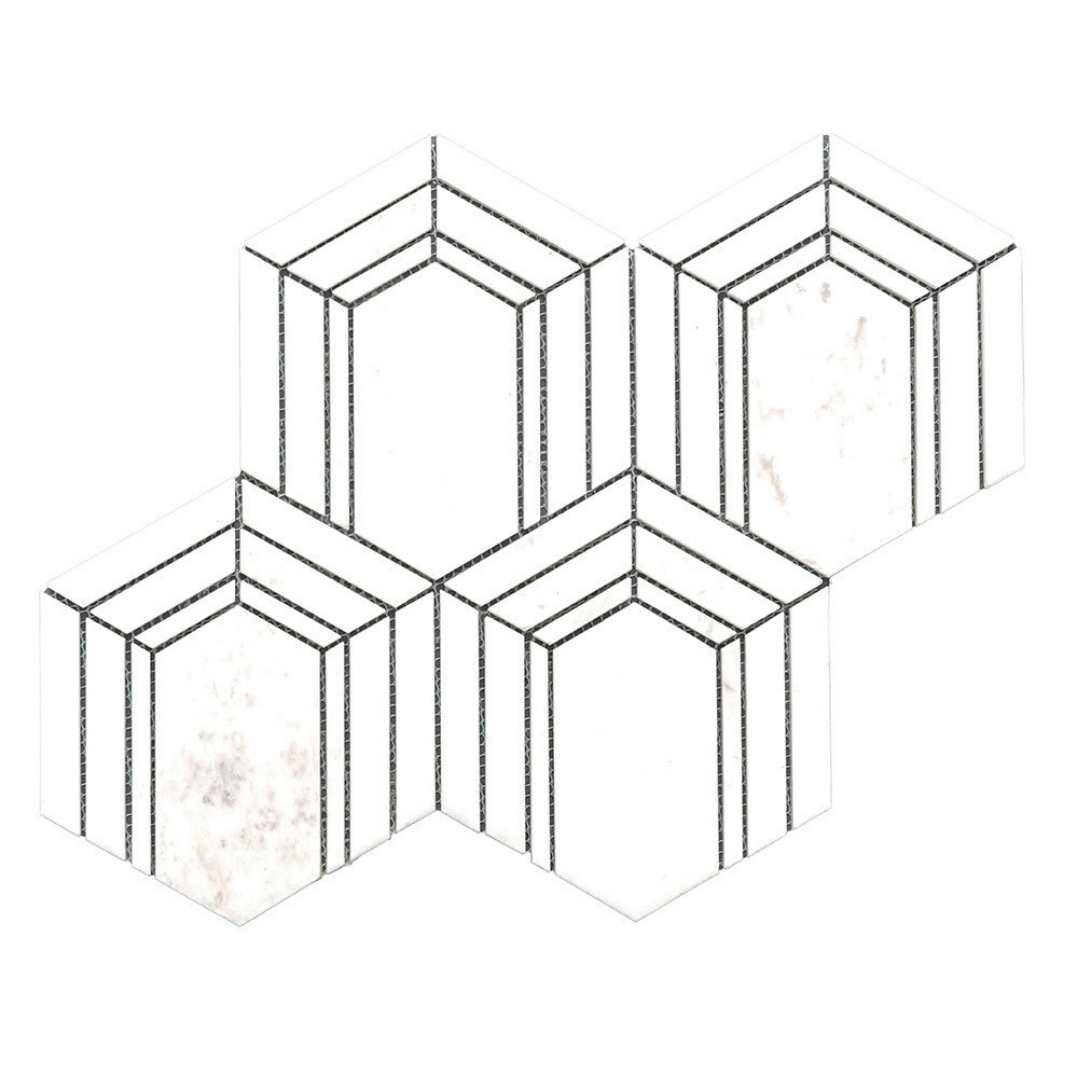 Argos Peak Carrara And Thassos Marble Polished Mosaic