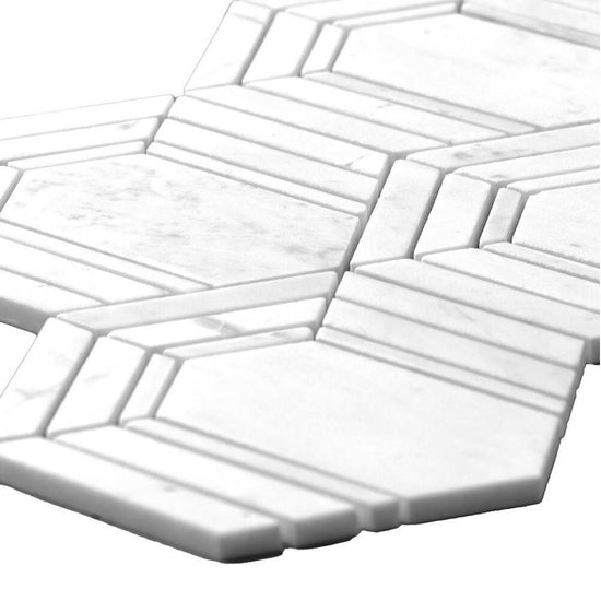 Argos Peak Carrara And Thassos Marble Polished Mosaic