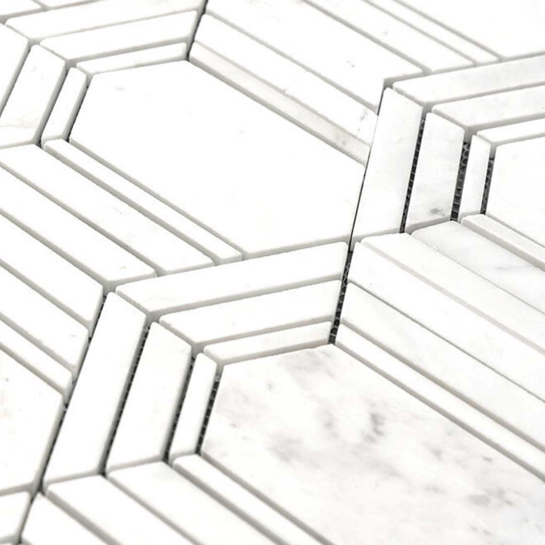 Argos Peak Carrara And Thassos Marble Polished Mosaic