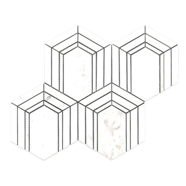 Argos Peak Carrara And Thassos Marble Polished Mosaic