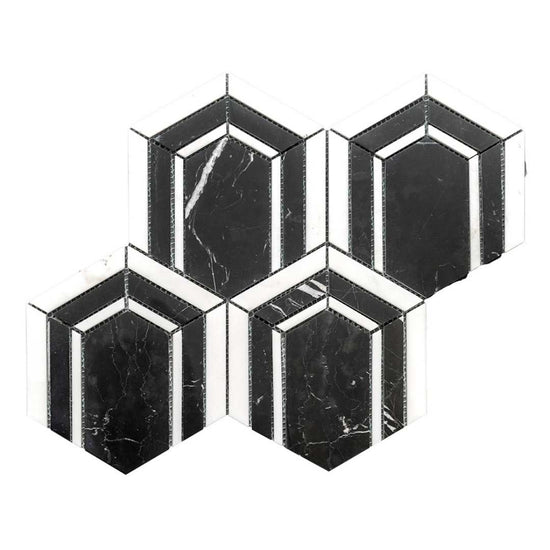 Argos Peak Hexagon Nero Marble  0.83sf/sh