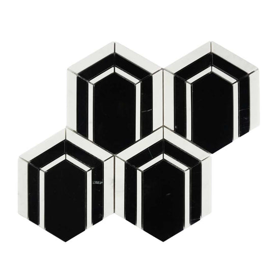 Argos Peak Hexagon Nero Marble  0.83sf/sh