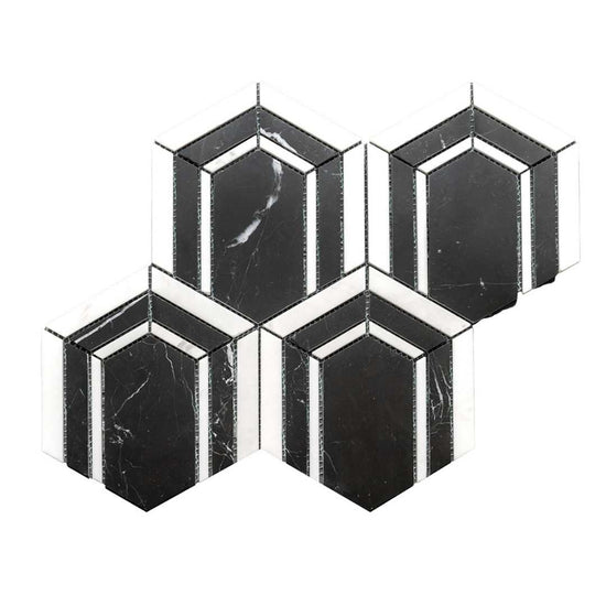Argos Peak Hexagon Nero Marble  0.83sf/sh