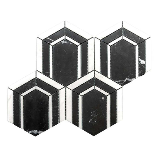 Argos Peak Hexagon Nero Marble  0.83sf/sh
