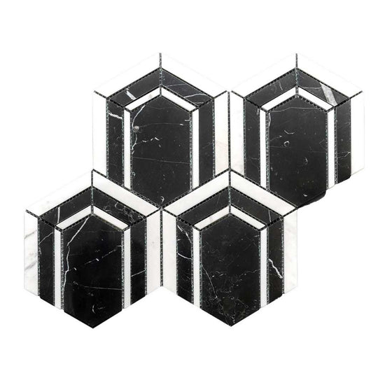 Argos Peak Hexagon Nero Marble  0.83sf/sh