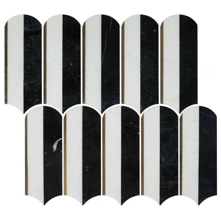 Mad Decade 12" x 12" Black Marble Polished Mosaic