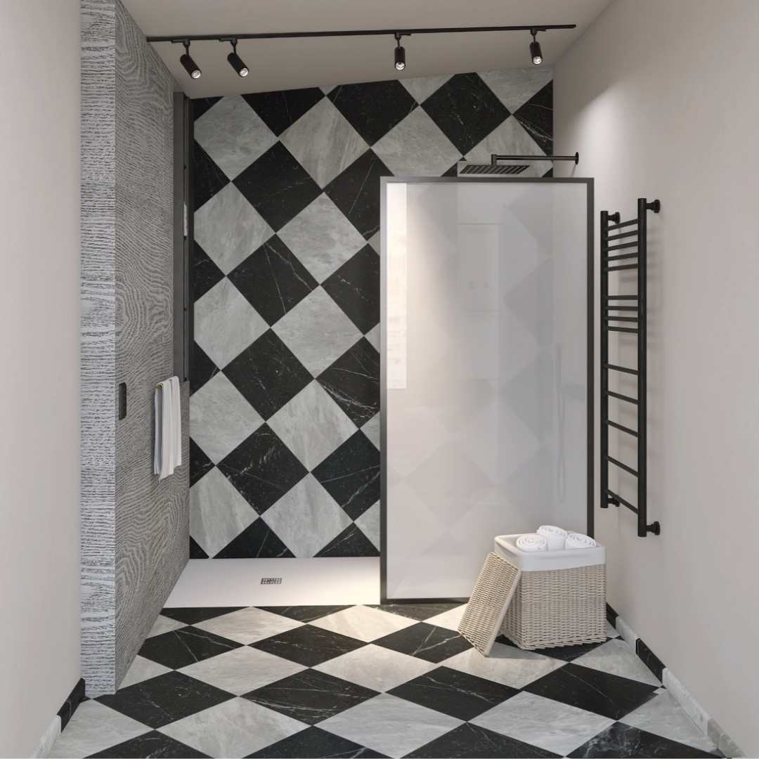 Checkmate 12" x 12" Marble Wall and Floor Tile