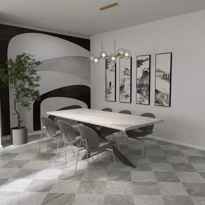 Checkmate 12" x 12"  Versilis Grey Marble Honed Tile