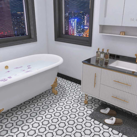 Pelta Orb Blanco Blend Marble Polished Mosaic