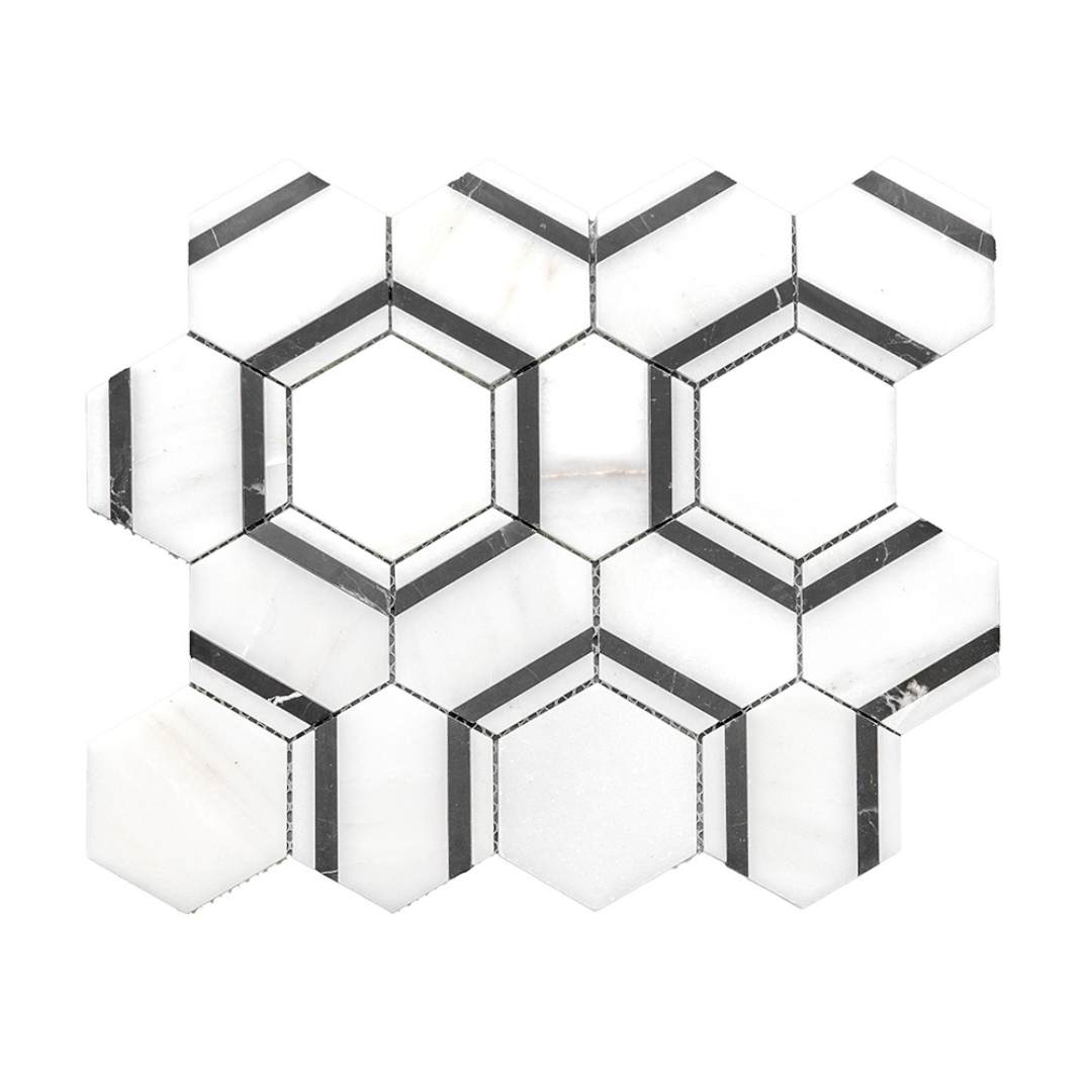 Pelta Orb Blanco Blend Marble Polished Mosaic