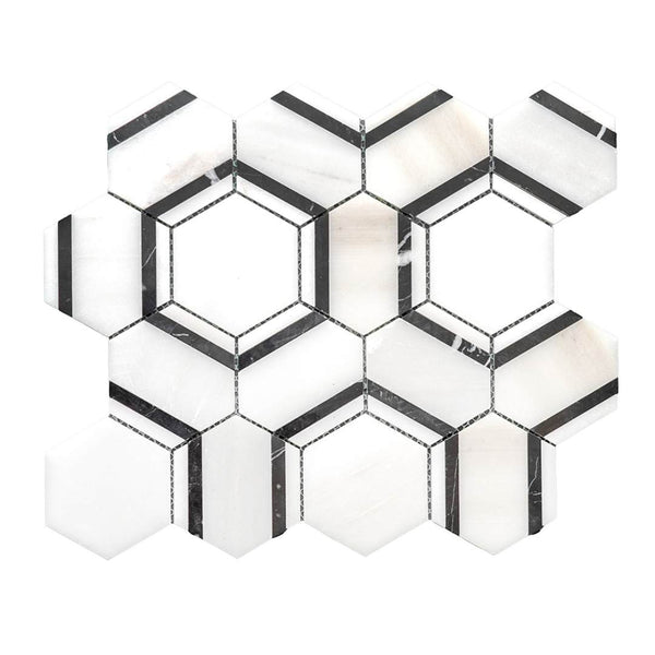 Pelta Orb Blanco Blend Marble Polished Mosaic