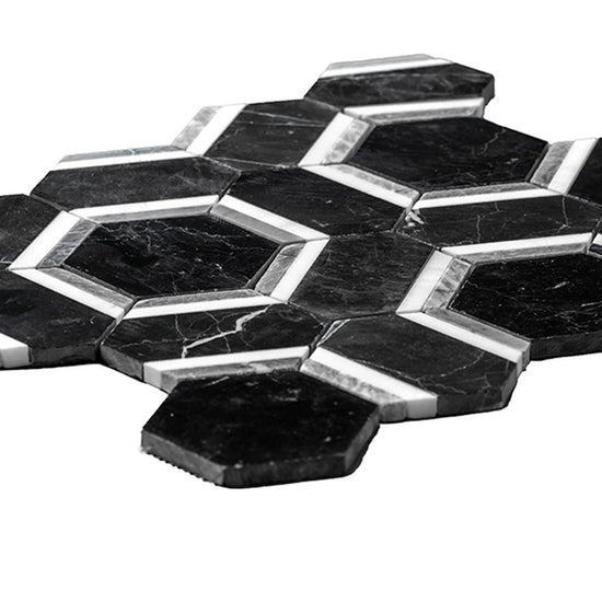 Pelta Orb Nero Blend Marble Polished Mosaic
