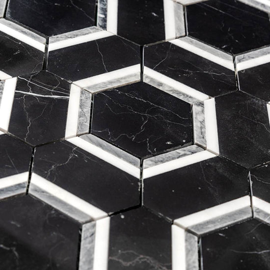 Pelta Orb Nero Blend Marble Polished Mosaic