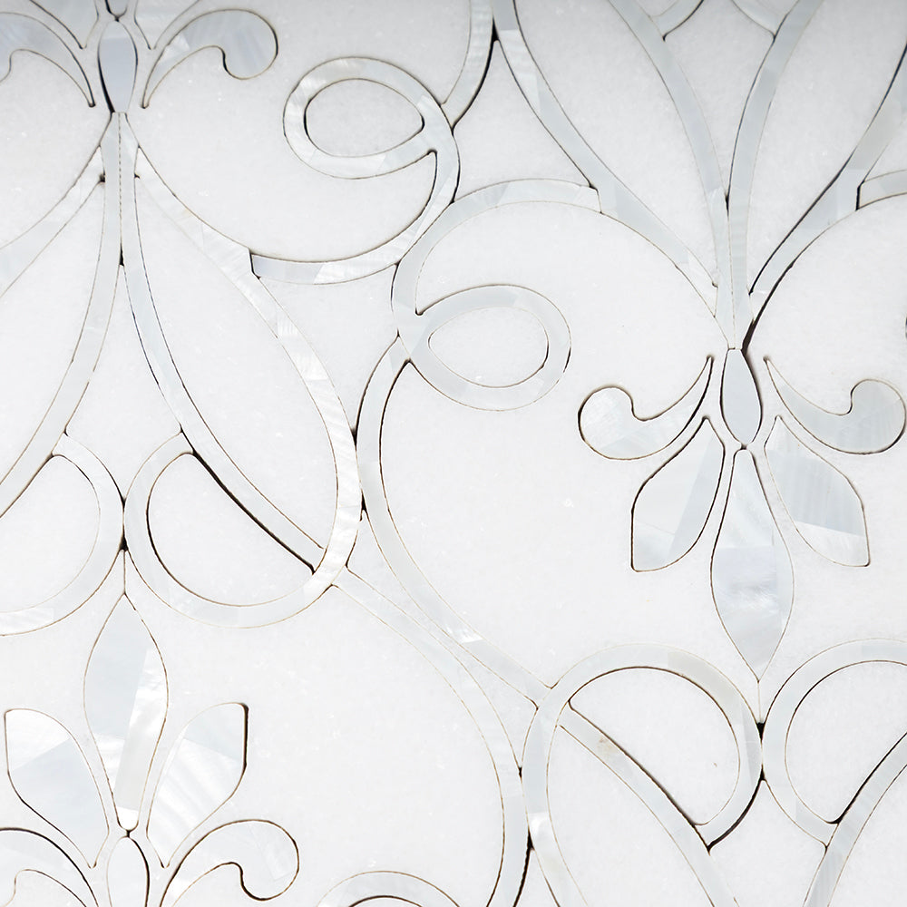 Floral Vault 9"x13" Pearl Mother of Pearl Polished Mosaic