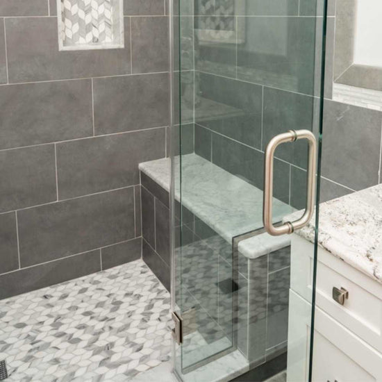 Santorini 1" x 2" Marmara and Thassos Marble Polished Mosaic