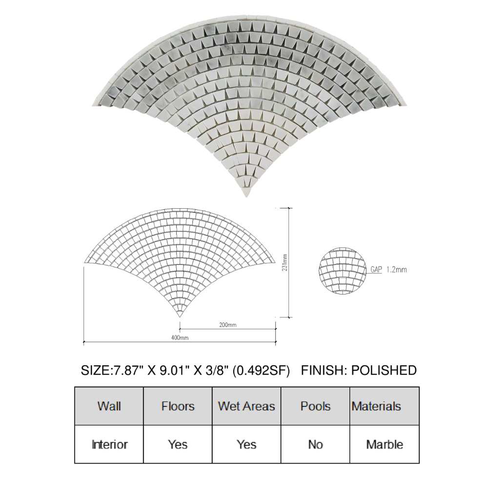 Brise Blanco Marble Mosaic 0.50sf/sh