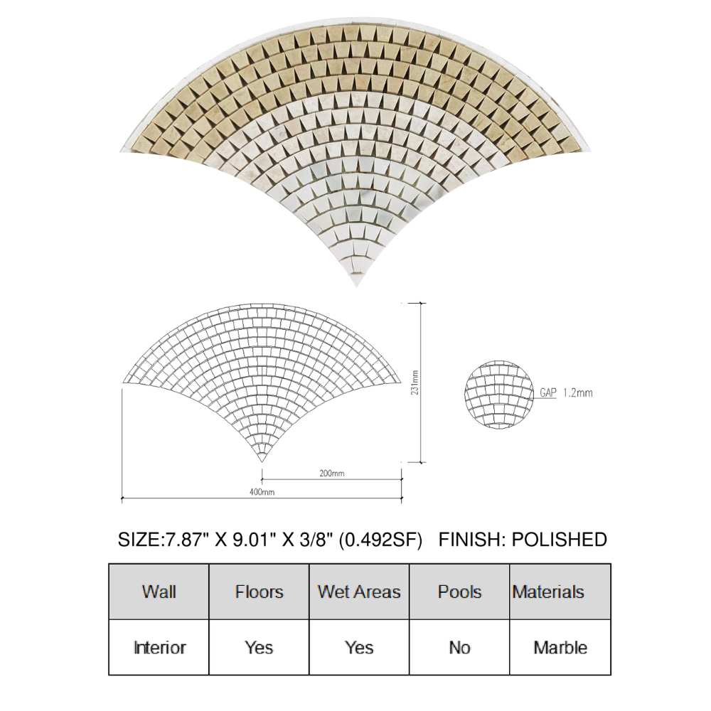 Brise Crema Marble Mosaic 0.50sf/sh