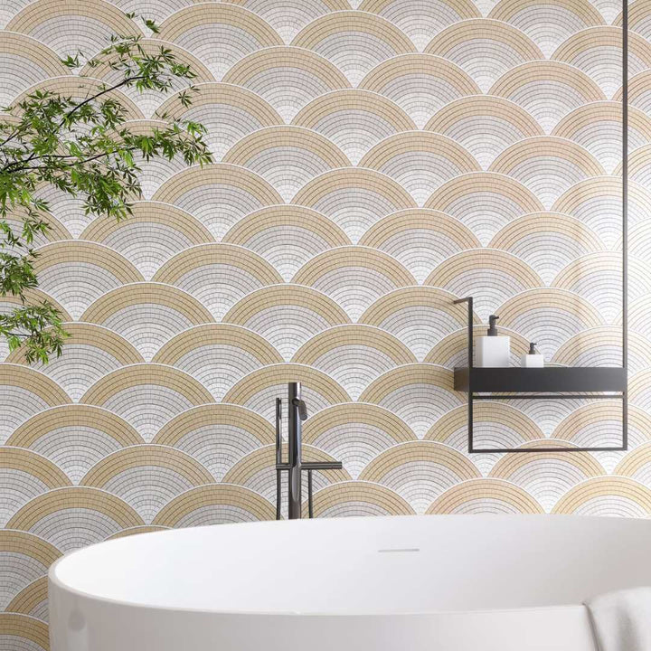 Brise 8" x 9" Crema Marble Polished Mosaic