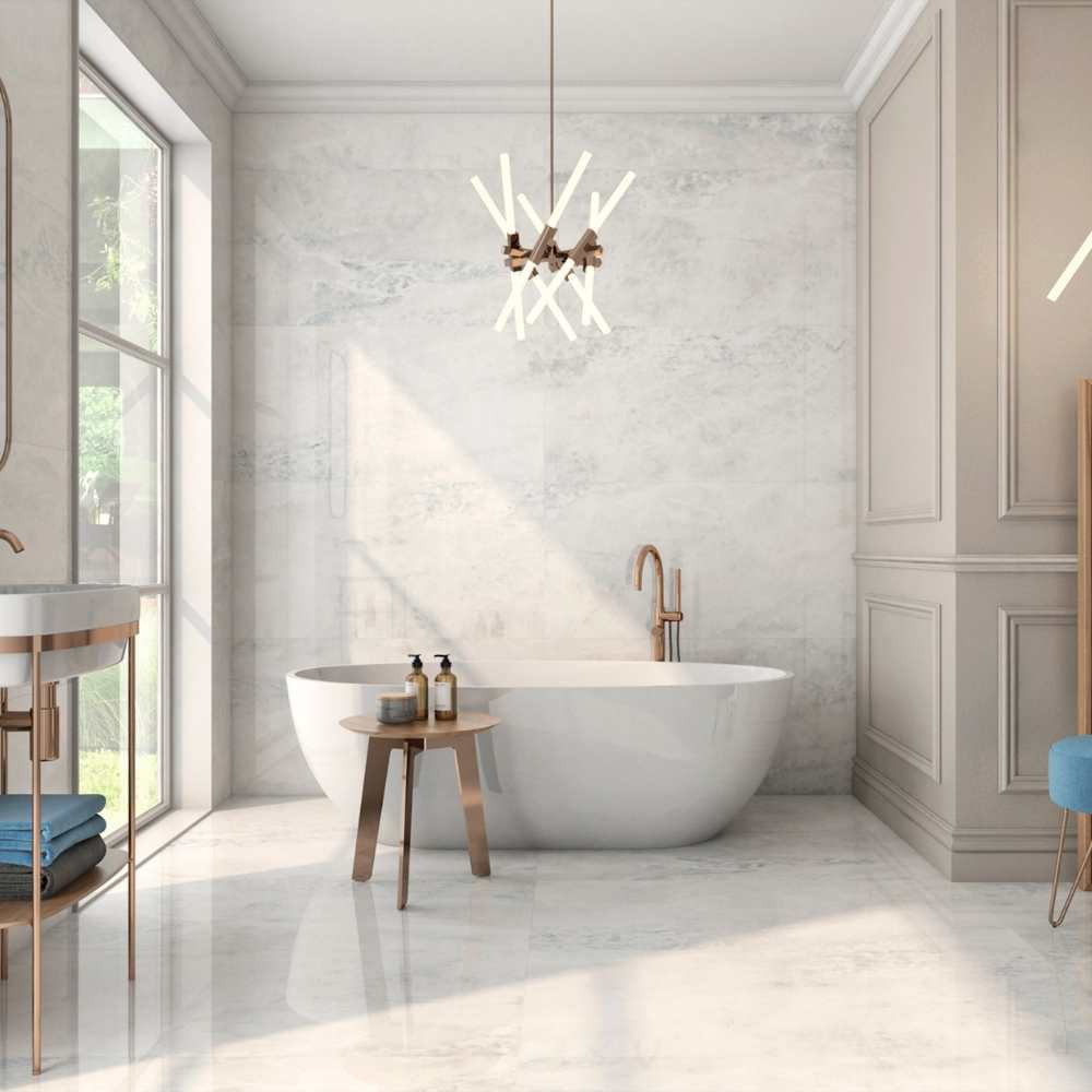 Adonis 24"x48" Bianco Porcelain Polished Tile