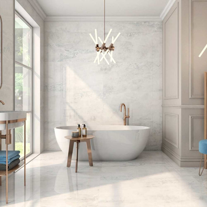 Adonis 24" x 48" Bianco Porcelain Polished Tile