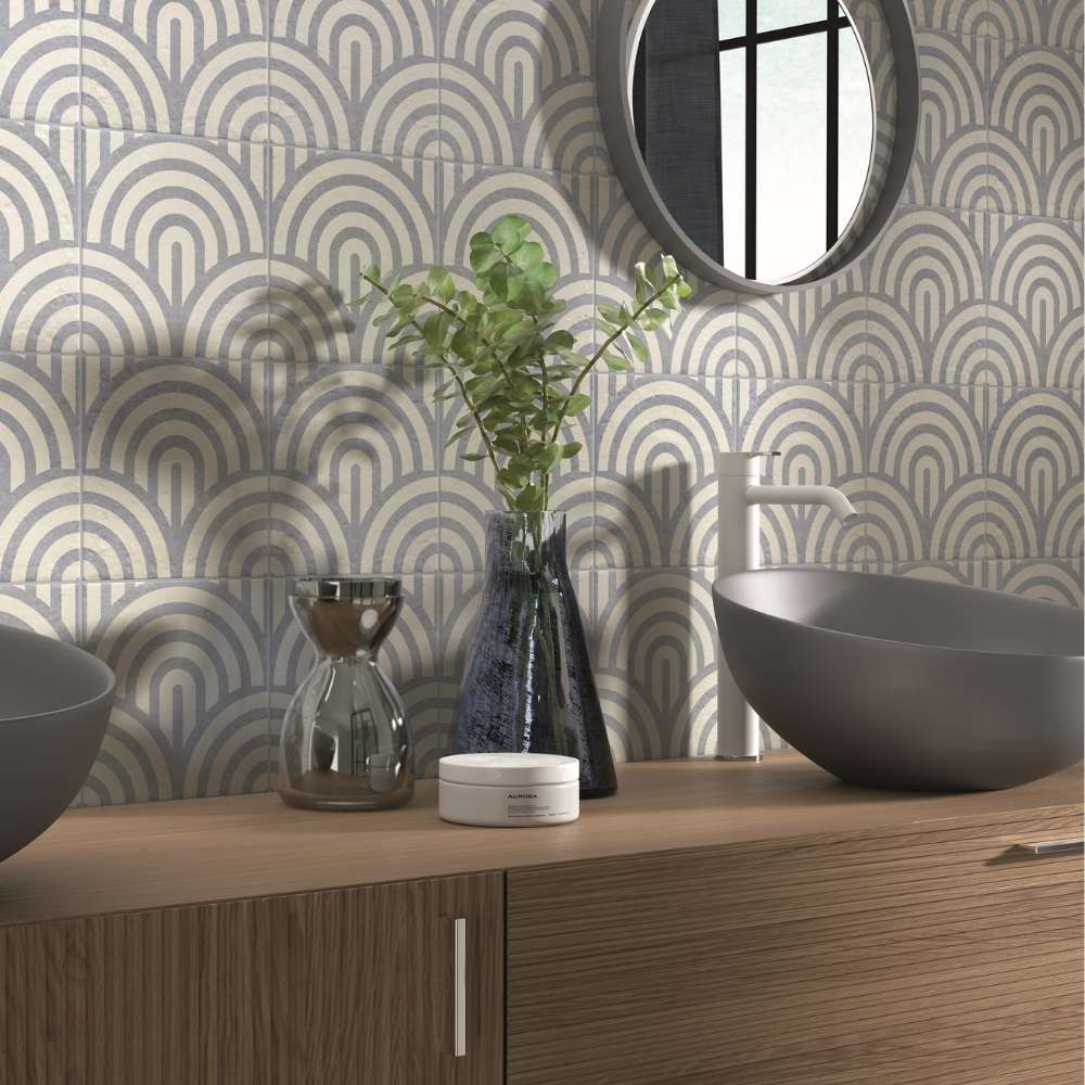 Verity Waves 8" x 8" Azul Porcelain Matte Tile